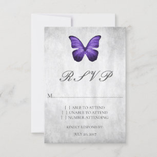 RSVP-Karte für lila Butterfly-Hochzeit RSVP Karte