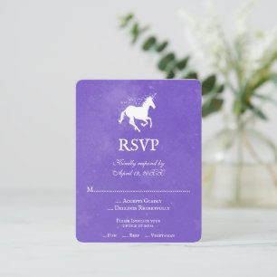 RSVP-Karte für lila Einhorn-Hochzeit RSVP Karte
