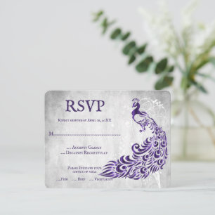 RSVP-Karte für lila Pfauenleaf RSVP Karte
