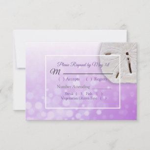 RSVP-Karte für lila Sand-Dollar-Hochzeiten RSVP Karte