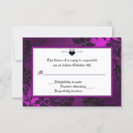 RSVP-Karte für Lila, schwarze und weiße Blüten RSVP Karte