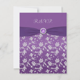 RSVP-Karte für lila und silberne Blumen RSVP Karte