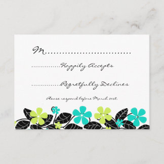 RSVP-Karte für Limone und turqouise floral Wedding RSVP Karte