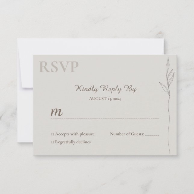 RSVP-Karte für Minimalistische botanische Linie RSVP Karte (Vorderseite)