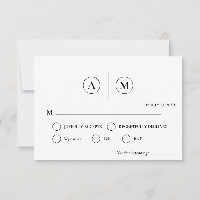 RSVP-Karte für Minimalistische Hochzeiten | Einfac Einladung (Vorderseite)