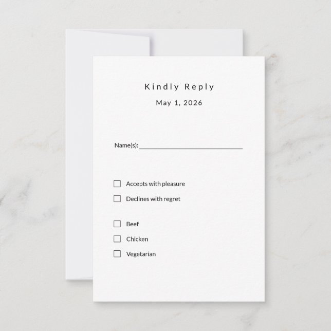 RSVP-Karte für Minimalistische Hochzeiten - Elegan RSVP Karte (Vorderseite)