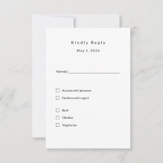 RSVP-Karte für Minimalistische Hochzeiten - Elegan RSVP Karte