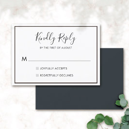 RSVP-Karte für Minimalistische Hochzeiten Schwarz/ RSVP Karte