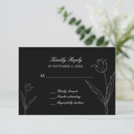 RSVP-Karte für Minimalistische Schwarz-Weiß-Tulip- RSVP Karte