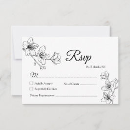 RSVP Karte für Minimalistische weiße Blütenlinie