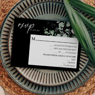 RSVP-Karte für moderne Greenery Black Wedding RSVP Karte