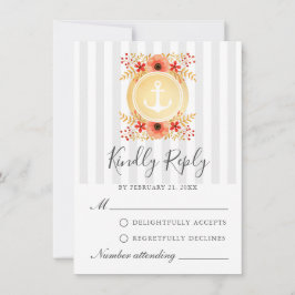 RSVP-Karte für nautische Aquarellgoldfarben Hinweiskarte