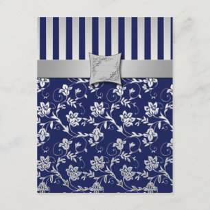RSVP-Karte für Navy und Silver Floral Vine Einladung