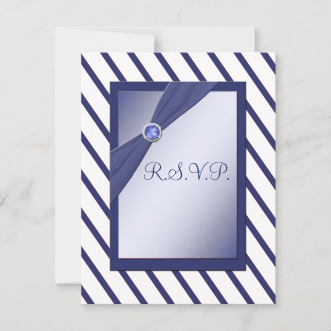 RSVP-Karte für Navy und White Strip RSVP Karte (Vorderseite)