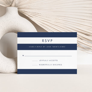 RSVP-Karte für Navy & White Strip RSVP Karte