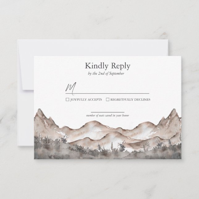 RSVP-Karte für neutrale Tone Mountain-Hochzeit RSVP Karte (Vorderseite)