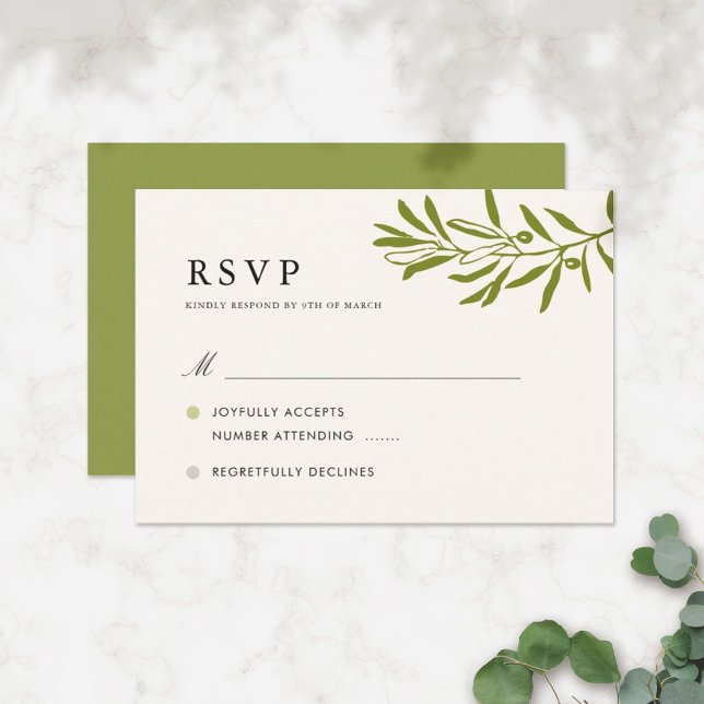 RSVP-Karte für Olive Branch Wedding | Elfenbein RSVP Karte (Von Creator hochgeladen)
