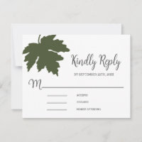 RSVP-Karte für Olive Green Autum Maple Leaf