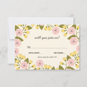 RSVP-Karte für Ombre und Yellow Floral Wedding Einladung
