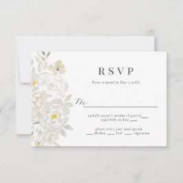 RSVP-Karte für Peony Wedding mit weißer Wasserfarb RSVP Karte