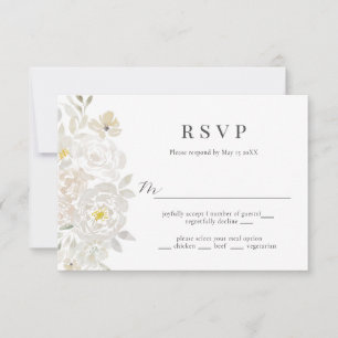 RSVP-Karte für Peony Wedding mit weißer Wasserfarb RSVP Karte