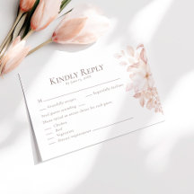 RSVP-Karte für romantische Rosen, weiß und rosa Ho