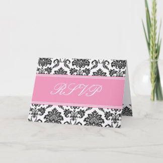 RSVP-Karte für rosa Damaske Einladung