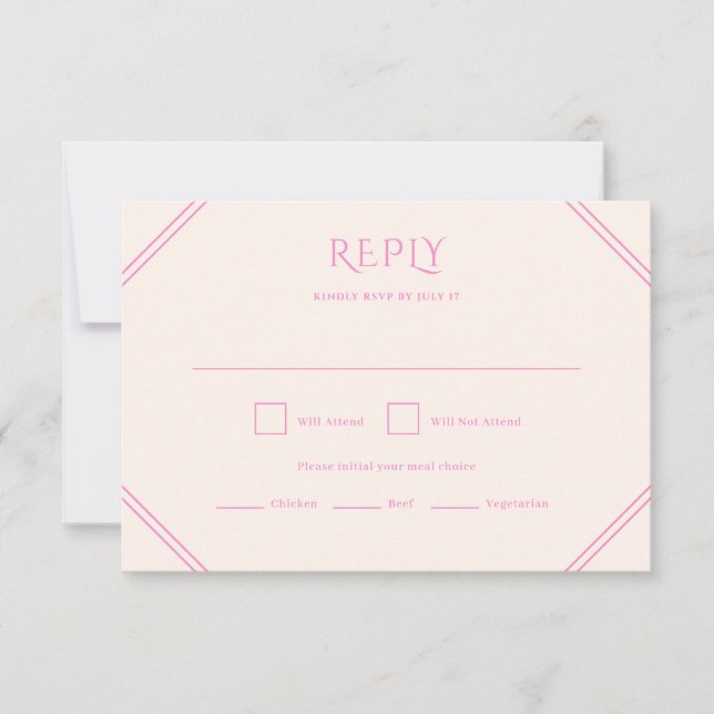 RSVP-Karte für rosa Diamant RSVP Karte (Vorderseite)