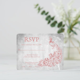 RSVP-Karte für Rosa Pfauenleaf RSVP Karte