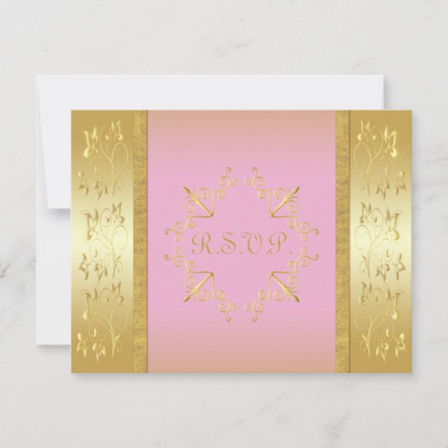 RSVP-Karte für Rosa und Gold Einladung (Vorderseite)