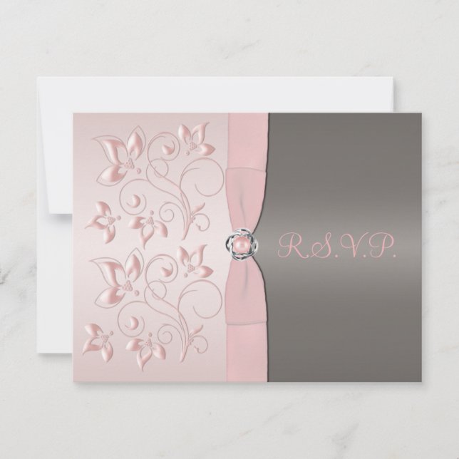 RSVP-Karte für Rosa und Grau RSVP Karte (Vorderseite)
