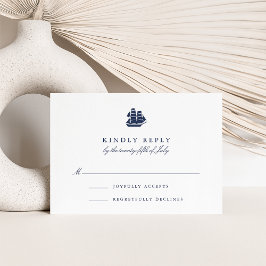 RSVP-Karte für Schiffe der Nautischen See und Weiß RSVP Karte