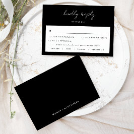 RSVP-Karte für Schwarz Einfache moderne Script-Hoc RSVP Karte