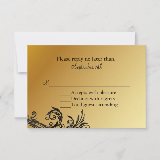 RSVP-Karte für Schwarz-Gold-Hochzeiten RSVP Karte (Vorderseite)