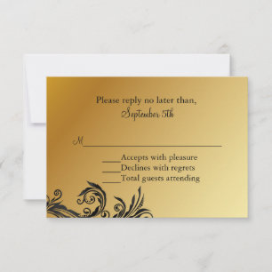 RSVP-Karte für Schwarz-Gold-Hochzeiten RSVP Karte