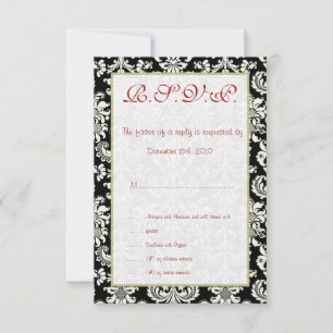 RSVP-Karte für Schwarz/Weiß-Damaskus Einladung