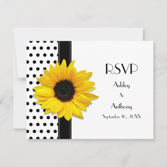 RSVP-Karte für Schwarz-Weiß-Polka-Dot RSVP Karte (Vorderseite)