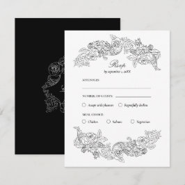 RSVP-Karte für Schwarz/Weiß-Rokoko RSVP Karte