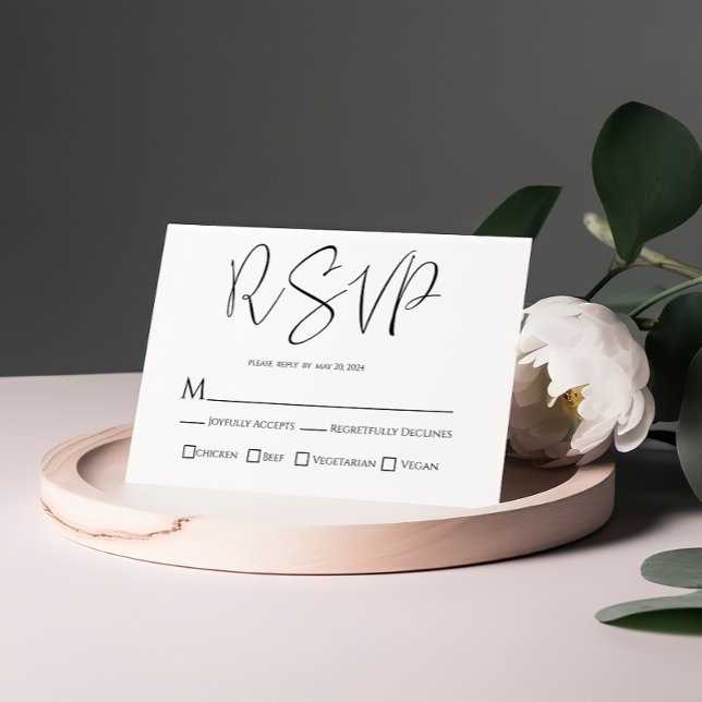 RSVP-Karte für Schwarz-weiße Hochzeiten RSVP Karte (Von Creator hochgeladen)