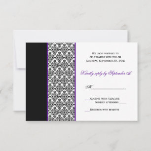 RSVP-Karte für Schwarz-weißen Lila Damaskus RSVP Karte
