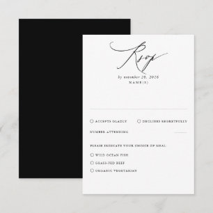 RSVP-Karte für Schwarze Moderne Minimale Hochzeit RSVP Karte