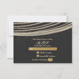 RSVP-Karte für schwarze Nacht mit Sky & String Lig RSVP Karte