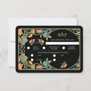 RSVP-Karte für Schwarzes Wasser Jugendstil RSVP Karte