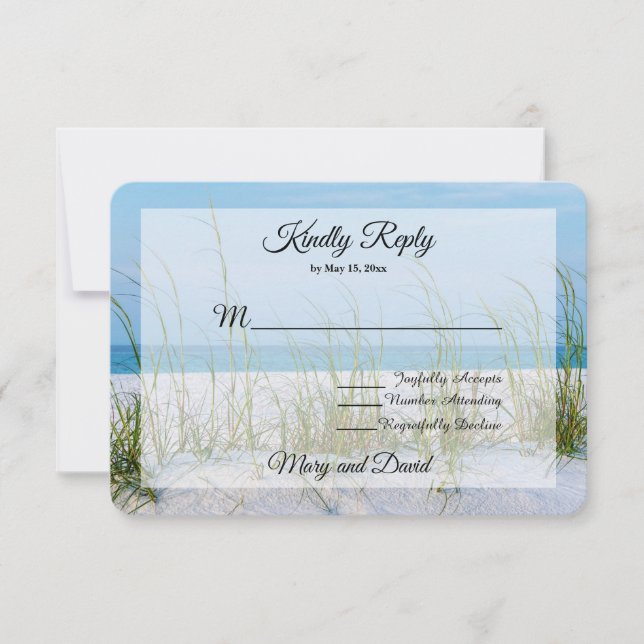 RSVP-Karte für Seezunge in weißem Sand RSVP Karte (Vorderseite)