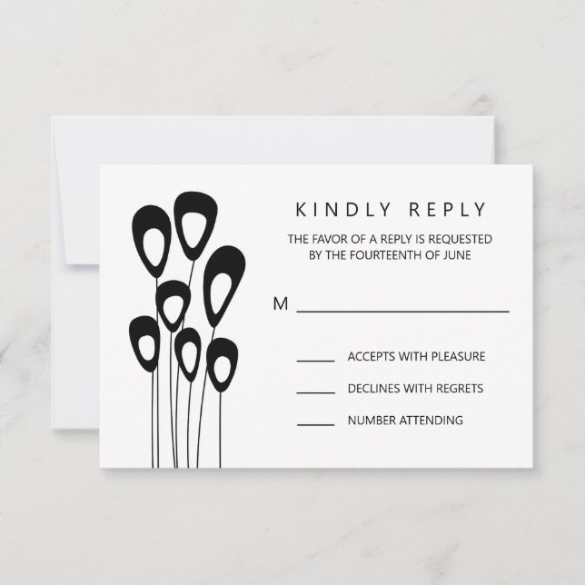 RSVP-Karte für stilisierte Pfauenhochzeiten RSVP Karte (Vorderseite)