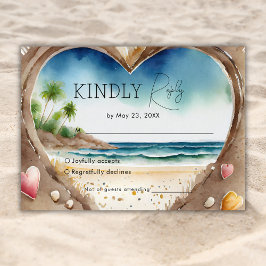 RSVP-Karte für tropische Hochzeiten am Strand von  Mitteilungskarte