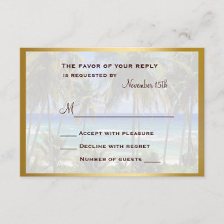 RSVP-Karte für tropische Hochzeiten in Urlaubsort RSVP Karte
