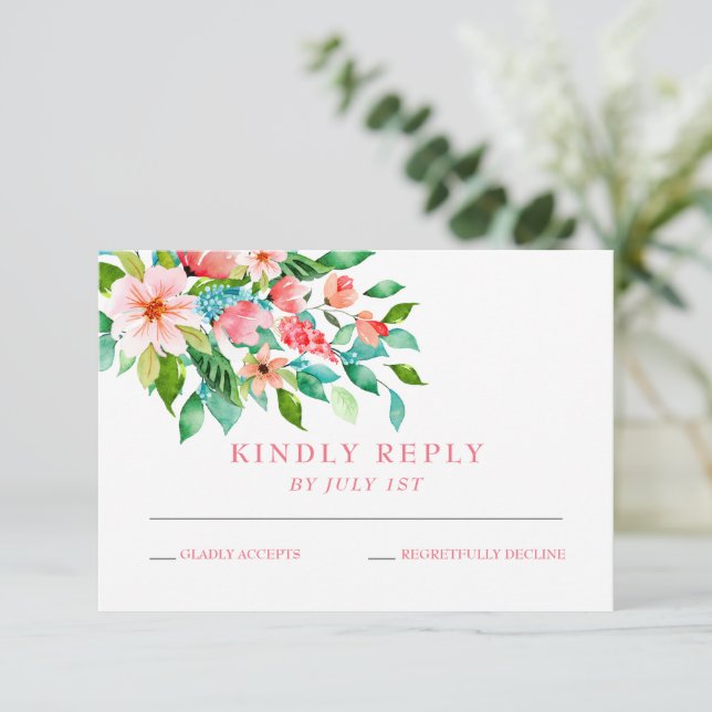 RSVP-Karte für tropische Hochzeiten RSVP Karte (Stehend Vorderseite)