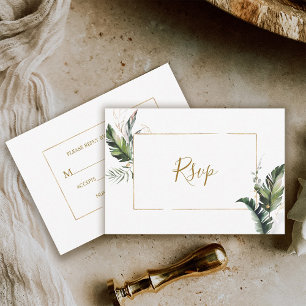 RSVP-Karte für tropisches Foliage Gold RSVP Karte