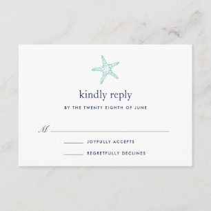 RSVP-Karte für Türkis und Seestern RSVP Karte